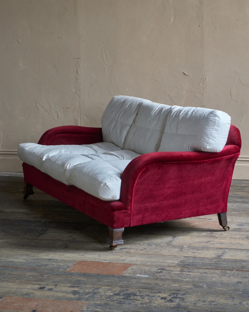 Antique Howard Style deep-seated country house sofa, Whytock and Reid