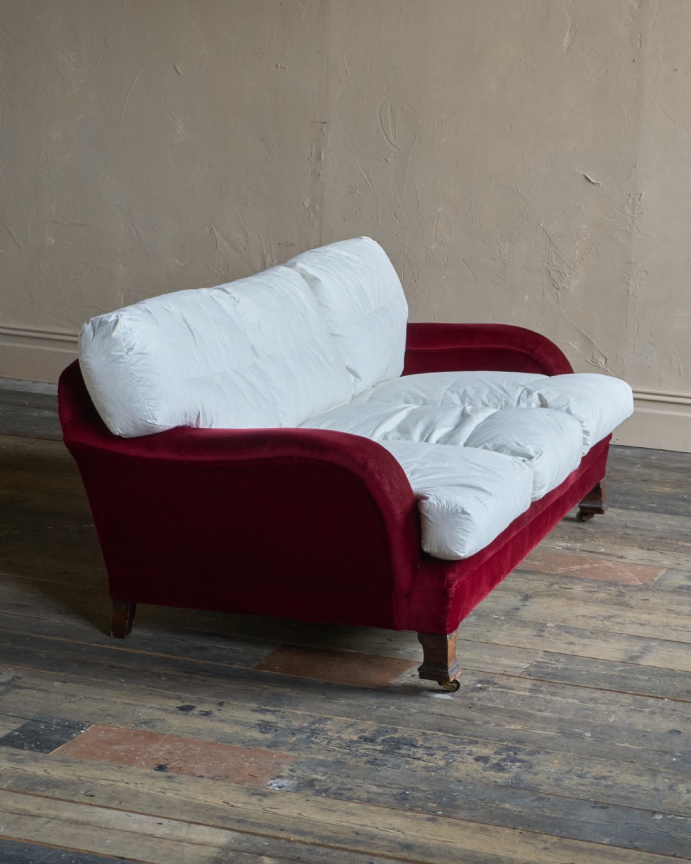 Antique Howard Style deep-seated country house sofa, Whytock and Reid View II