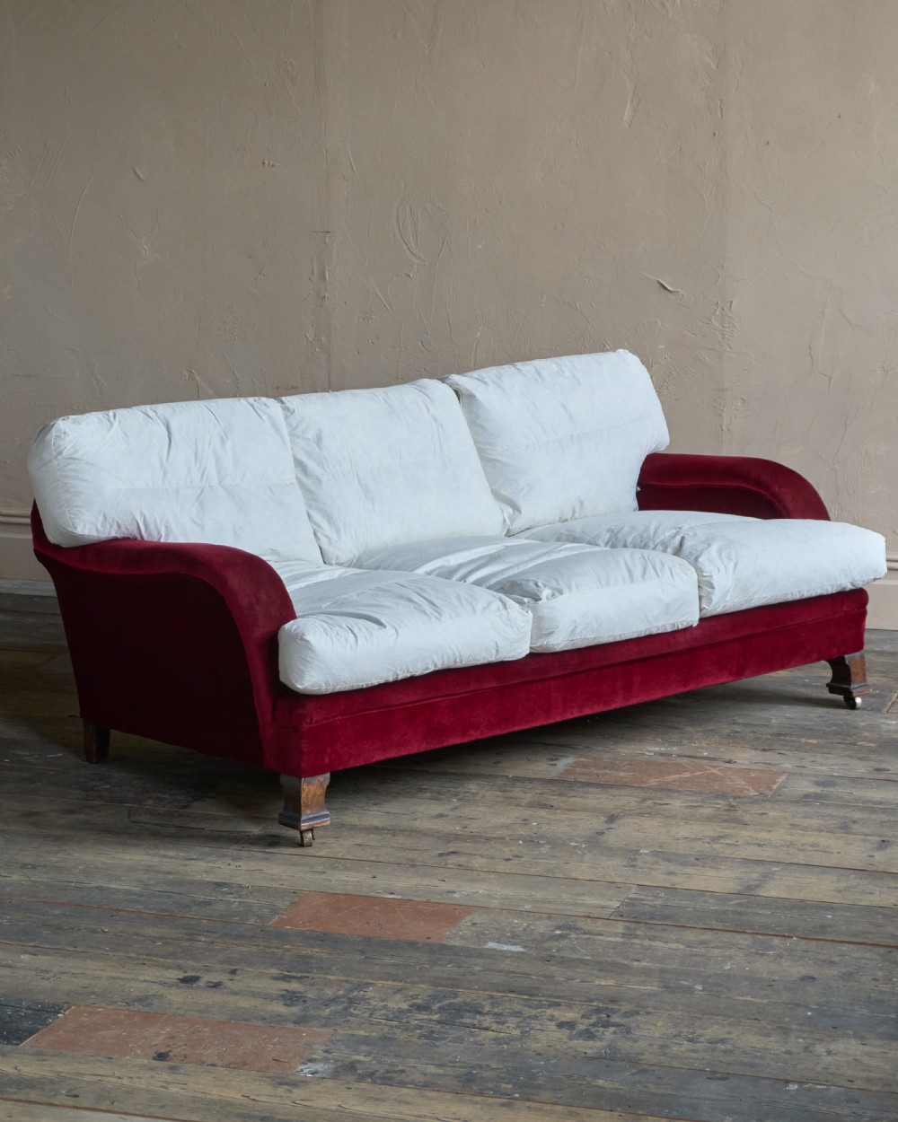 Antique Howard Style deep-seated country house sofa, Whytock and Reid View VII