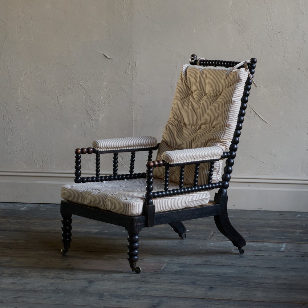Antique Bobbin Chair with cushions -  Ebonised

