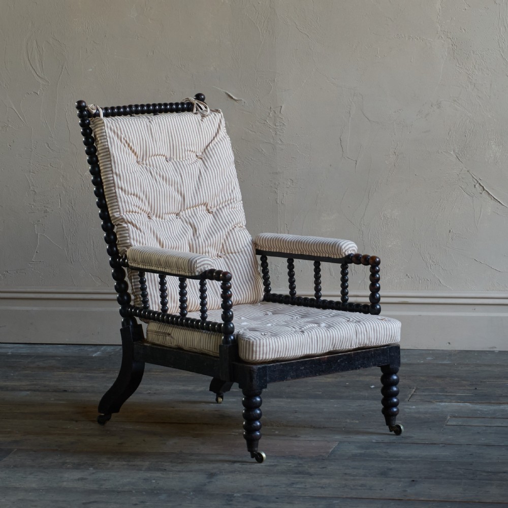 Antique Bobbin Chair with cushions -  Ebonised
 View II