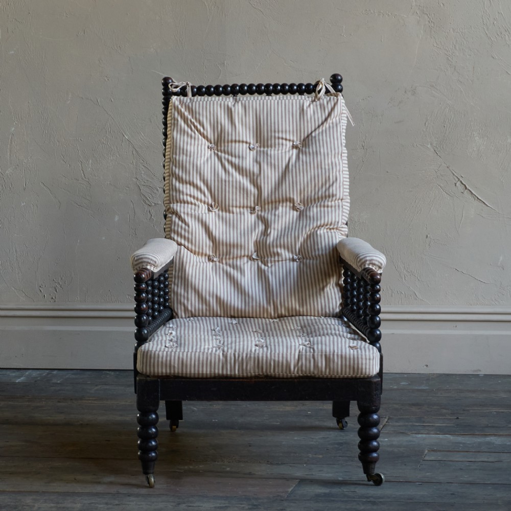 Antique Bobbin Chair with cushions -  Ebonised
 View III