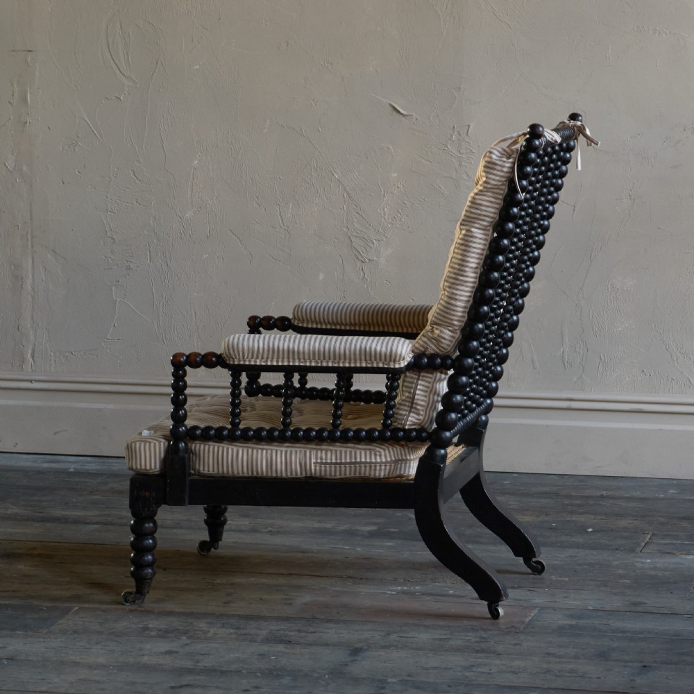Antique Bobbin Chair with cushions -  Ebonised
 View V