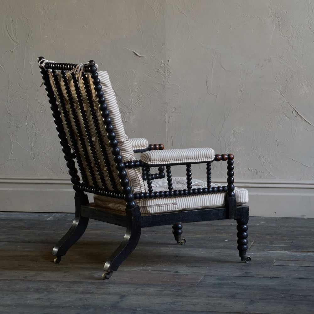 Antique Bobbin Chair with cushions -  Ebonised
 View VIII