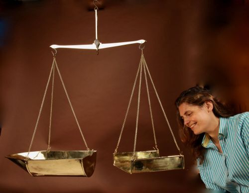 A FRISIAN BRASS FREE HANGING BALANCE BEAM SCALES - ADDITIONAL PHOTO 10