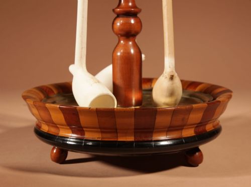 TREEN TOBACCO INTEREST A SET OF A MAHOGANY COOPERED PIPE STAND AND ITS COOPERED MAHOGANY TOBACCO BOX - ADDITIONAL PHOTO 8