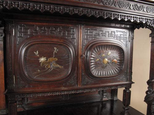 GABRIEL VIARDOT ATTRIBUTED AESTHETIC MOVEMENT JAPONISM WALNUT CUPBOARD - ADDITIONAL PHOTO 2