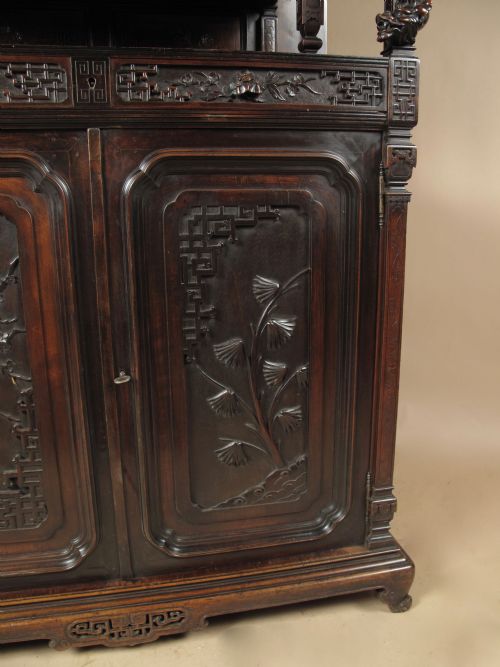 GABRIEL VIARDOT ATTRIBUTED AESTHETIC MOVEMENT JAPONISM WALNUT CUPBOARD - ADDITIONAL PHOTO 3