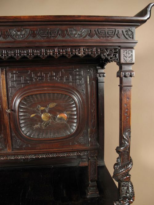 GABRIEL VIARDOT ATTRIBUTED AESTHETIC MOVEMENT JAPONISM WALNUT CUPBOARD - ADDITIONAL PHOTO 6