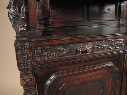 GABRIEL VIARDOT ATTRIBUTED AESTHETIC MOVEMENT JAPONISM WALNUT CUPBOARD - ADDITIONAL PHOTO 9