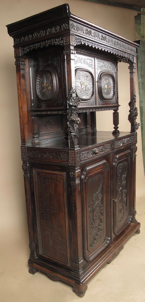 GABRIEL VIARDOT ATTRIBUTED AESTHETIC MOVEMENT JAPONISM WALNUT CUPBOARD - ADDITIONAL PHOTO 14