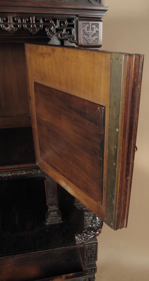 GABRIEL VIARDOT ATTRIBUTED AESTHETIC MOVEMENT JAPONISM WALNUT CUPBOARD - ADDITIONAL PHOTO 15