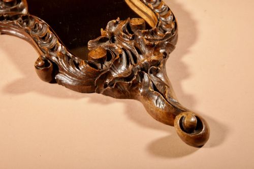 UNUSUALLY FINE CARVED HANDWALL MIRROR - ADDITIONAL PHOTO 1