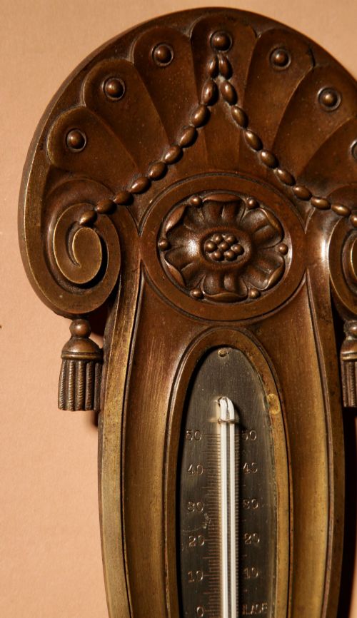 ART DECO BRONZE VERY STYLISH THERMOMETER - ADDITIONAL PHOTO 3