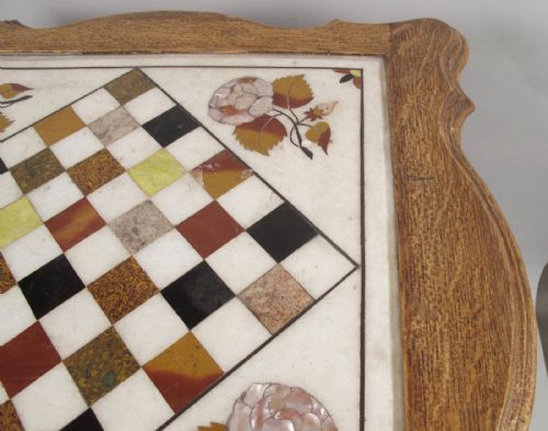 AN ORIGINAL KASHMIR INDIA INLAID MARBLE CHESS TABLE - ADDITIONAL PHOTO 1