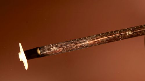 A VERY DECORATIVE HARDWOOD WROUGHT IRON AND BRASS STICK BALANCE DUTCHCOLONIAL CIRCA 1850 - ADDITIONAL PHOTO 1