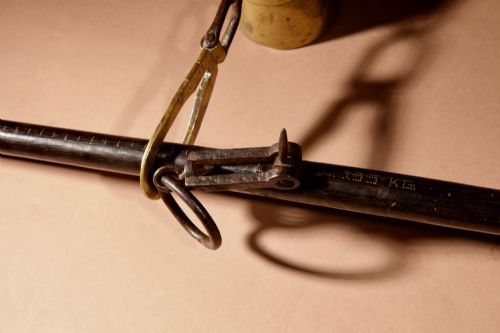 A VERY DECORATIVE HARDWOOD WROUGHT IRON AND BRASS STICK BALANCE DUTCHCOLONIAL CIRCA 1850 - ADDITIONAL PHOTO 3