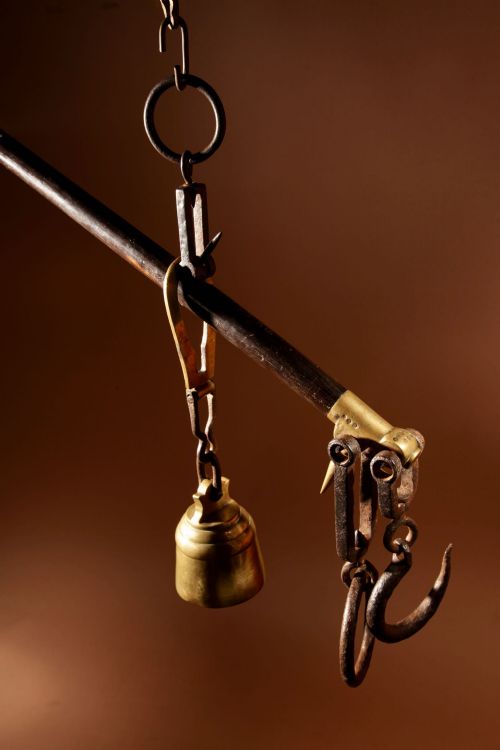 A VERY DECORATIVE HARDWOOD WROUGHT IRON AND BRASS STICK BALANCE DUTCHCOLONIAL CIRCA 1850 - ADDITIONAL PHOTO 5