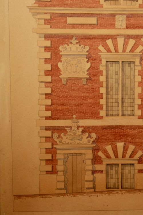 VERY DETAILED ARCHITECTURAL WATERCOLOURPEN DRAWING OF THE FAMOUS VLEESCHHAL FRONT TE HAARLEM THE NETHERLANDS BUILD IN 1603 - ADDITIONAL PHOTO 3