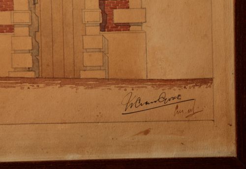 VERY DETAILED ARCHITECTURAL WATERCOLOURPEN DRAWING OF THE FAMOUS VLEESCHHAL FRONT TE HAARLEM THE NETHERLANDS BUILD IN 1603 - ADDITIONAL PHOTO 4