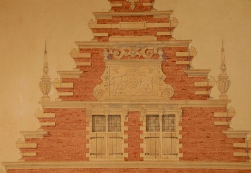 VERY DETAILED ARCHITECTURAL WATERCOLOURPEN DRAWING OF THE FAMOUS VLEESCHHAL FRONT TE HAARLEM THE NETHERLANDS BUILD IN 1603 - ADDITIONAL PHOTO 6