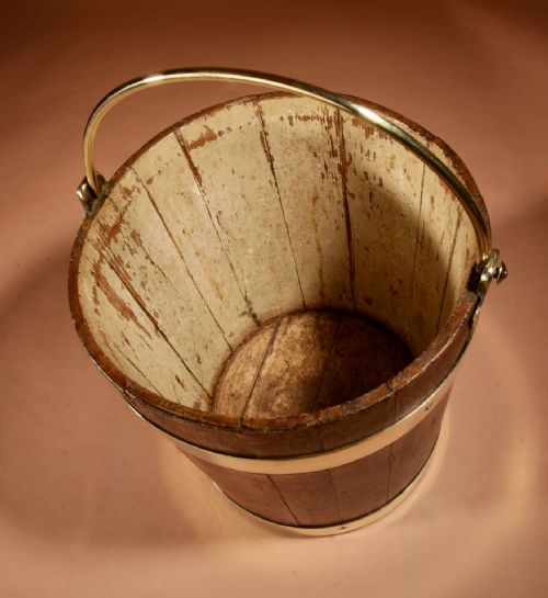 COOPERED BRASS BOUND BUCKET DUTCH 19TH CENTURY - ADDITIONAL PHOTO 3