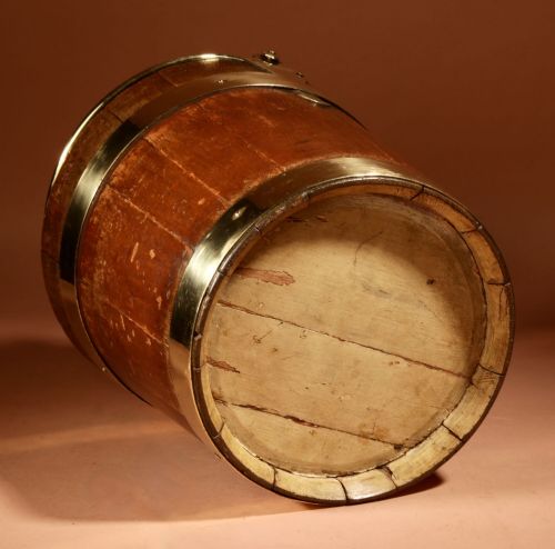 COOPERED BRASS BOUND BUCKET DUTCH 19TH CENTURY - ADDITIONAL PHOTO 4