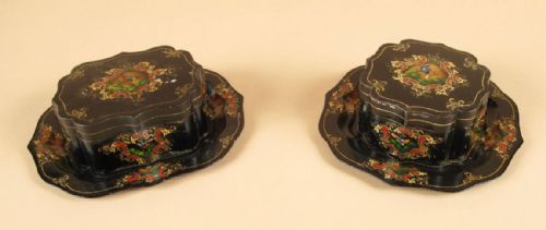 A COMPLETE SET OF TWO LACQUERED BOXES WITH TRAYS TOLEWARE ENGLAND - ADDITIONAL PHOTO 14