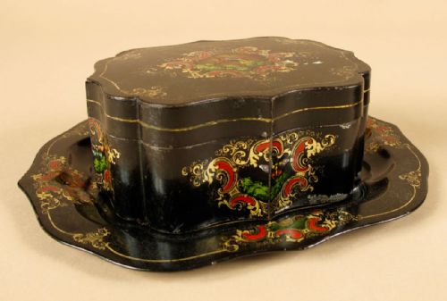 A COMPLETE SET OF TWO LACQUERED BOXES WITH TRAYS TOLEWARE ENGLAND - ADDITIONAL PHOTO 15