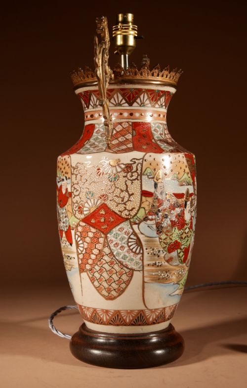 IMPRESSIVE JAPANESE SATSUMA TABLE LAMP - ADDITIONAL PHOTO 4