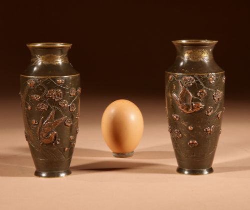 A PAIR OF SMALL JAPANESE BRONZE AND COPPER VASES MEIJI PERIOD 18681912 - ADDITIONAL PHOTO 1