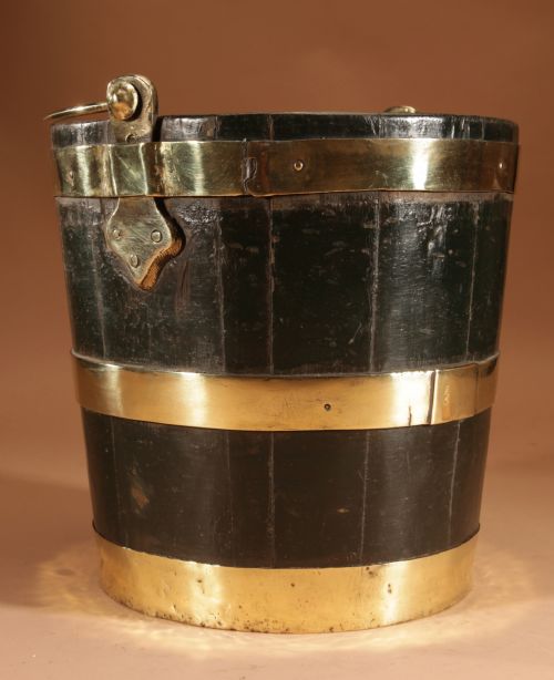 COOPERED BRASS BOUND BUCKET DUTCH 19TH CENTURY - ADDITIONAL PHOTO 7
