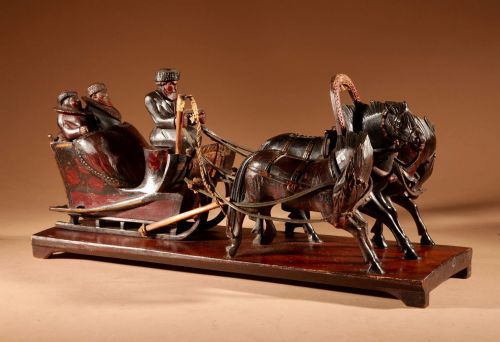 BOGORODSKOE CARVING RUSSIAN FOLK ART VERY FINE CARVED TROIKA - ADDITIONAL PHOTO 8
