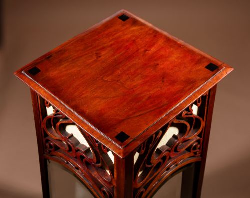 ART NOUVEAU JUGENDSTIL VERY RARE AND BEAUTIFUL MAHOGANY DISPLAY PEDESTAL CABINET - ADDITIONAL PHOTO 10