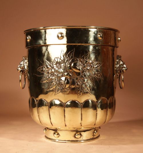 DINANDERIE BRASS LARGE JARDINIRE LOG PEAT BIN - ADDITIONAL PHOTO 5