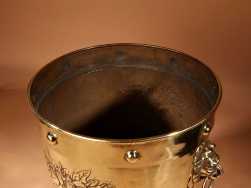 DINANDERIE BRASS LARGE JARDINIRE LOG PEAT BIN - ADDITIONAL PHOTO 7