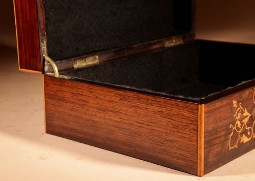 BEAUTIFUL ROSEWOOD MARQUETRY INLAID BOX - ADDITIONAL PHOTO 4