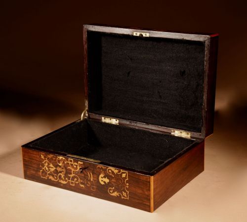 BEAUTIFUL ROSEWOOD MARQUETRY INLAID BOX - ADDITIONAL PHOTO 5