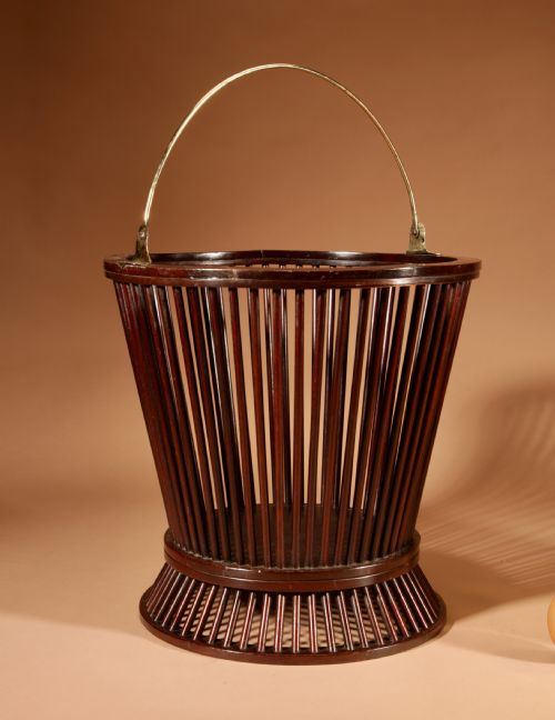 MAHOGANY AND BRASS SPINDLE PEAT BUCKET 19TH CENTURY - ADDITIONAL PHOTO 7