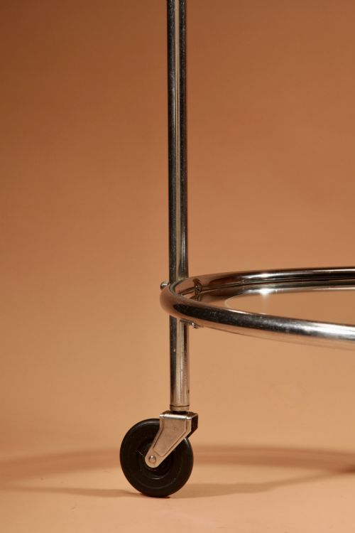 ORIGINAL 1930S ART DECO CHROME AND MIRROR MODERNIST COCKTAIL TROLLEY - ADDITIONAL PHOTO 5