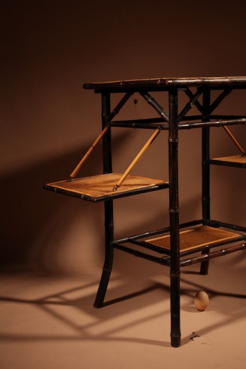 ANGLO INDIAN IN THE AESTHETIC MOVEMENT STYLE EBONISED BAMBOO AND WOVEN REED COFFEETEA TABLE - ADDITIONAL PHOTO 2