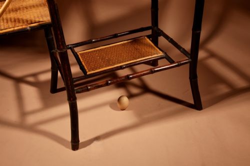 ANGLO INDIAN IN THE AESTHETIC MOVEMENT STYLE EBONISED BAMBOO AND WOVEN REED COFFEETEA TABLE - ADDITIONAL PHOTO 3
