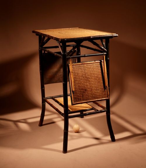 ANGLO INDIAN IN THE AESTHETIC MOVEMENT STYLE EBONISED BAMBOO AND WOVEN REED COFFEETEA TABLE - ADDITIONAL PHOTO 5