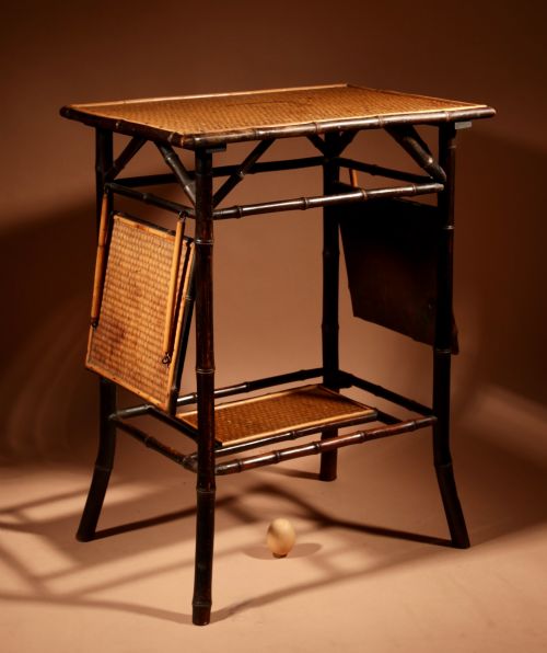 ANGLO INDIAN IN THE AESTHETIC MOVEMENT STYLE EBONISED BAMBOO AND WOVEN REED COFFEETEA TABLE - ADDITIONAL PHOTO 6