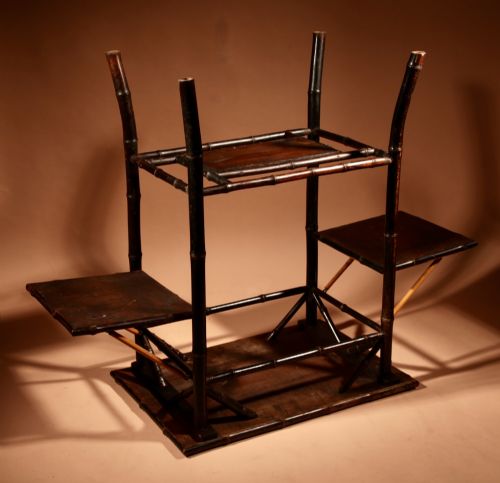 ANGLO INDIAN IN THE AESTHETIC MOVEMENT STYLE EBONISED BAMBOO AND WOVEN REED COFFEETEA TABLE - ADDITIONAL PHOTO 8