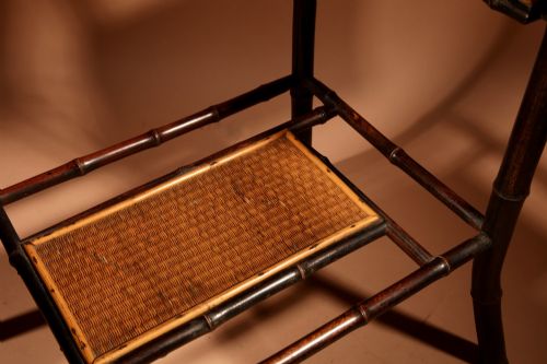 ANGLO INDIAN IN THE AESTHETIC MOVEMENT STYLE EBONISED BAMBOO AND WOVEN REED COFFEETEA TABLE - ADDITIONAL PHOTO 9