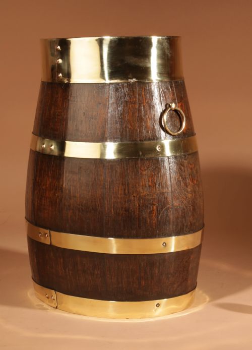 A COOPERED ORIGINAL OVAL OAK UMBRELLA STICK STAND - ADDITIONAL PHOTO 2