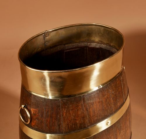 A COOPERED ORIGINAL OVAL OAK UMBRELLA STICK STAND - ADDITIONAL PHOTO 5
