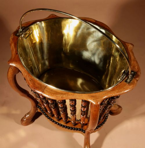 A VICTORIAN PERIOD MAGNIFICENT RARE OVAL WALNUT PEAT BUCKET TEA STOVE CIRCA 1850 - ADDITIONAL PHOTO 7
