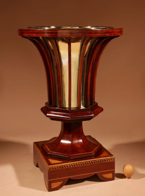 EXCEPTIONAL AND BEAUTIFUL IMPRESSIVE MAHOGANY INLAID TEA STOVE PEAT BUCKET KNITTING BASKET JARDINIERE - ADDITIONAL PHOTO 1
